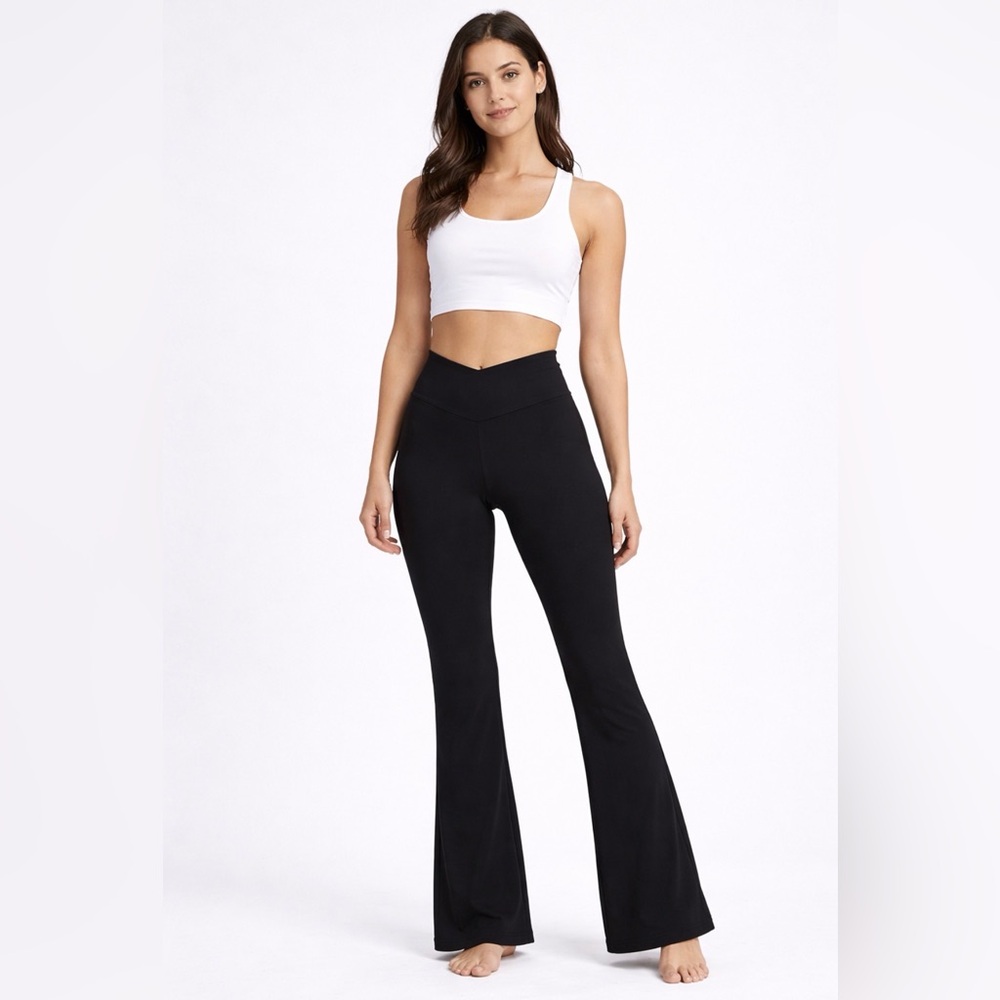 90 Degree by Reflex Flare women’s S Leggings Black Crossover Yoga Pants(A392)✨